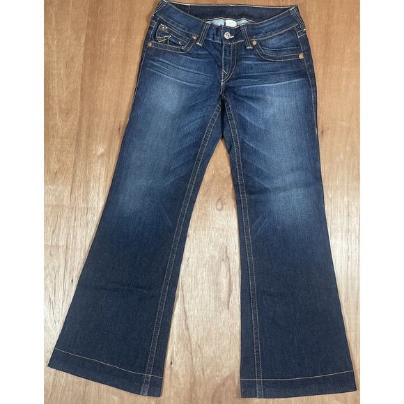 True Religion Jeans Womens Sz 30 Bootcut Dark Wash 34 X 32 Candice Embellished - Picture 1 of 16